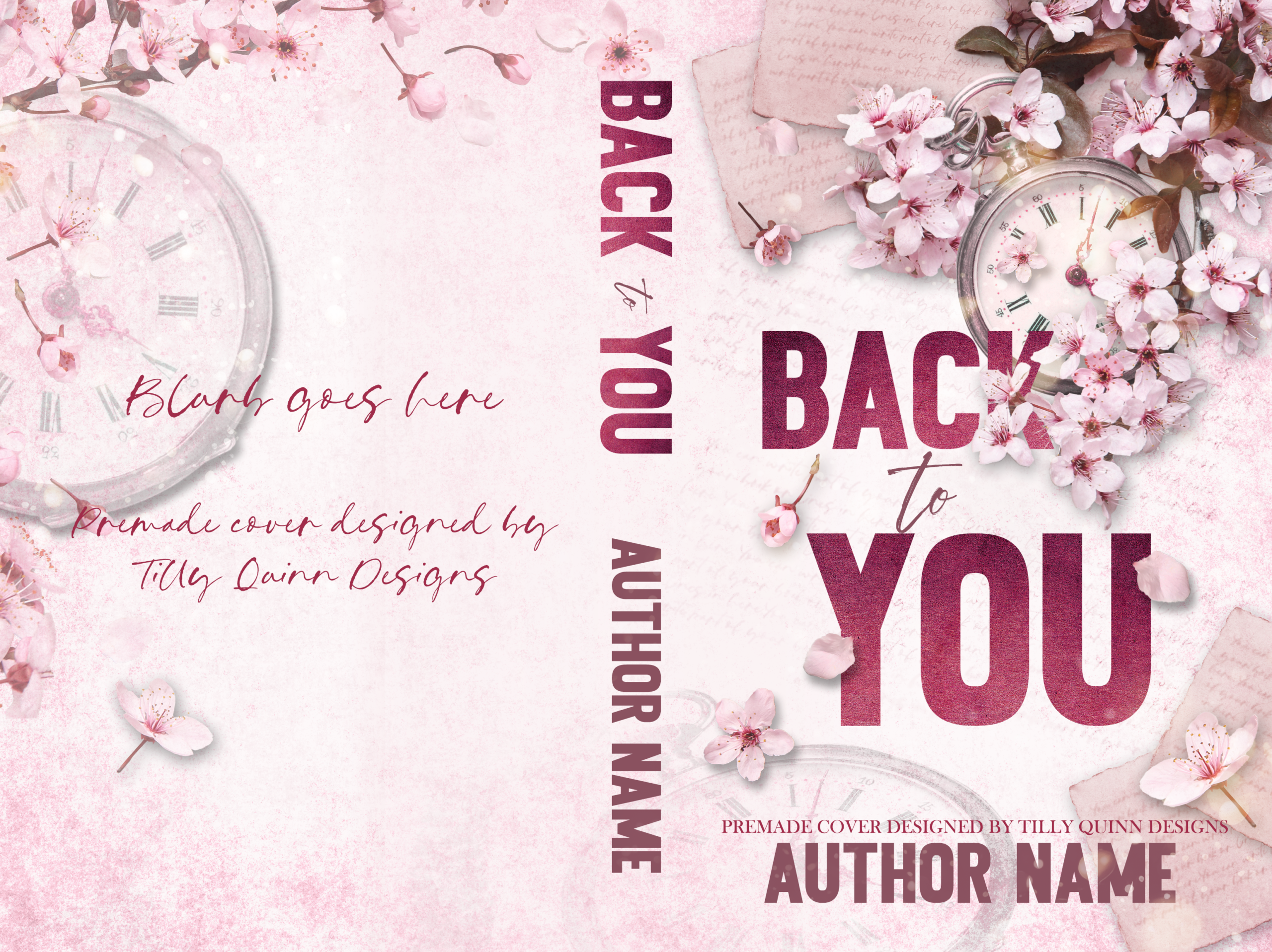 contemporary romace book cover cherry tree flowers, spring vibes old letters